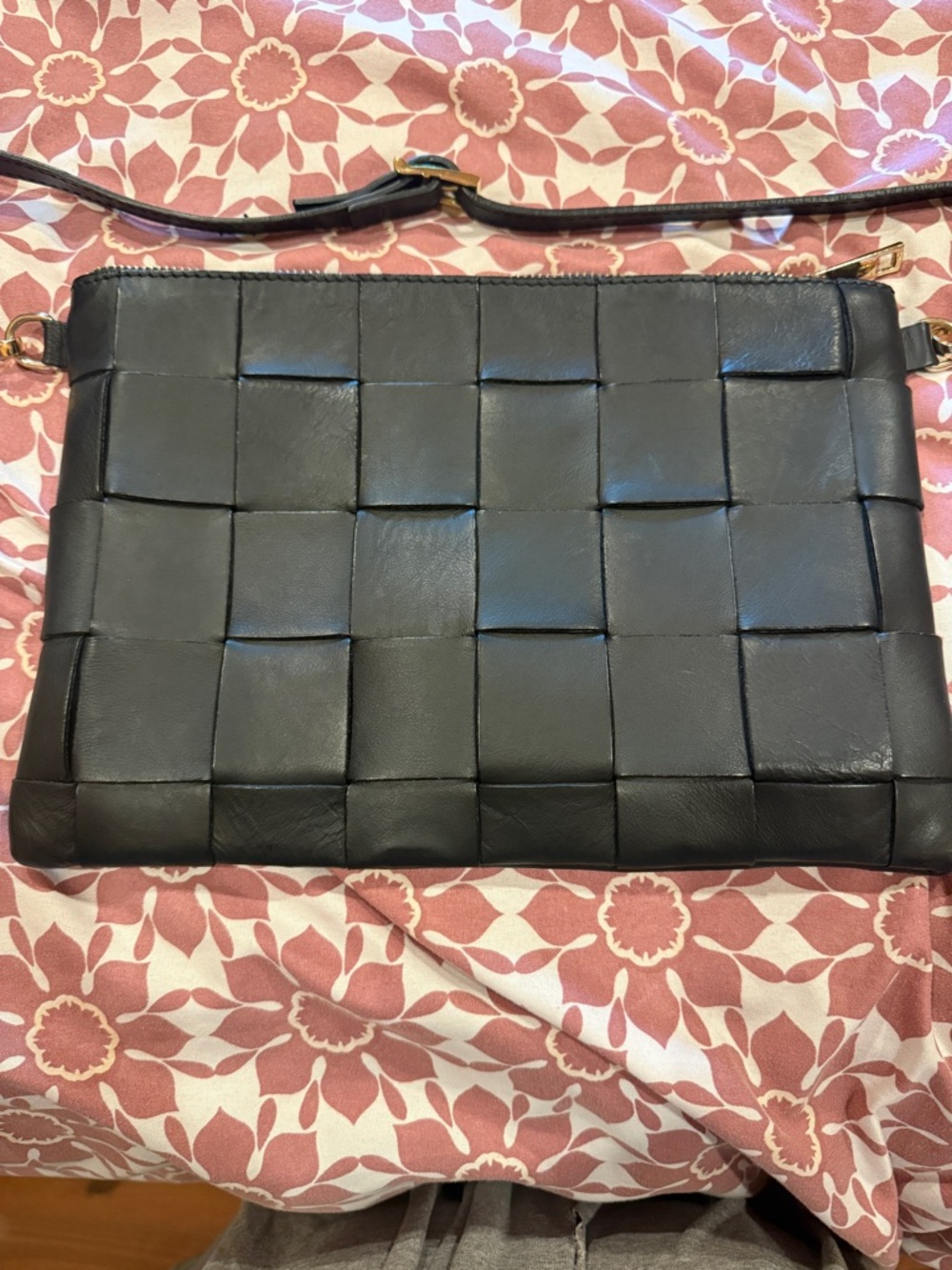 Anna Paola Black Woven Purse Italian Leather